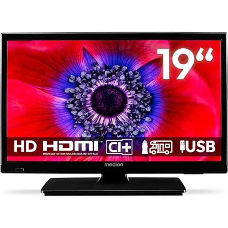 MEDION MD 819000, 47 cm (19 Zoll) HD LED Fernseher für Camping und Wohnmobil mit 12V KFZ-Adapter, Triple Tuner, HDMI und USB, schwarz – Bild 2