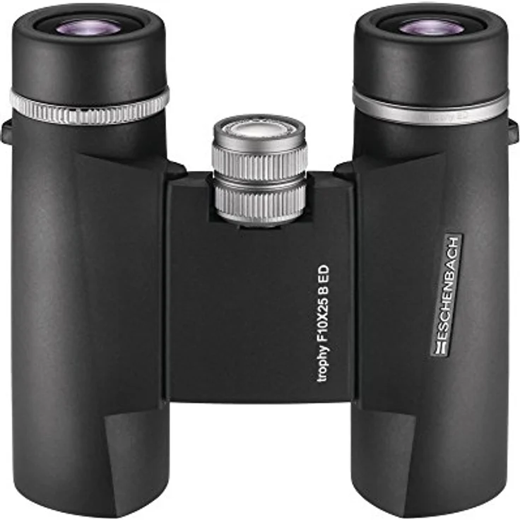 Eschenbach Optik Fernglas trophy F 10x25 ED faltbar, platzsparend, großes Sehfeld, wetterfest, schwarz – Bild 1