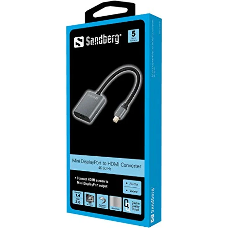 Sandberg - Videoanschluß - DisplayPort / HDMI - Mini DisplayPort (M) bis HDMI (W) - 17cm - 4K Unterstützung (509-20) – Bild 2