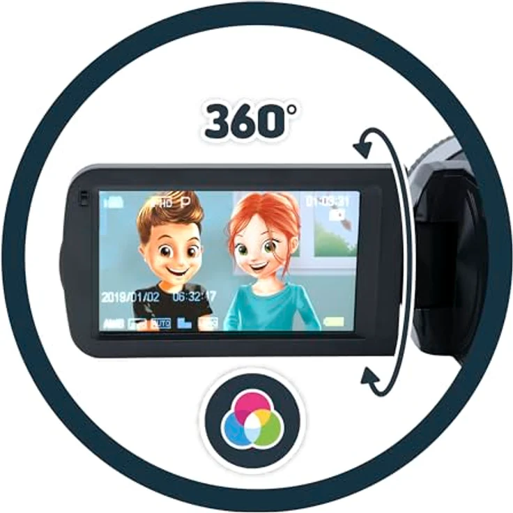 Buki PV09, digitaler Camcorder mit 16-fach Zoom, HD-Farbbildschirm und 16 GB SD-Karte, kompakt und leicht, inkl. Aufhellblitz und Webcam-Funktion – Bild 4