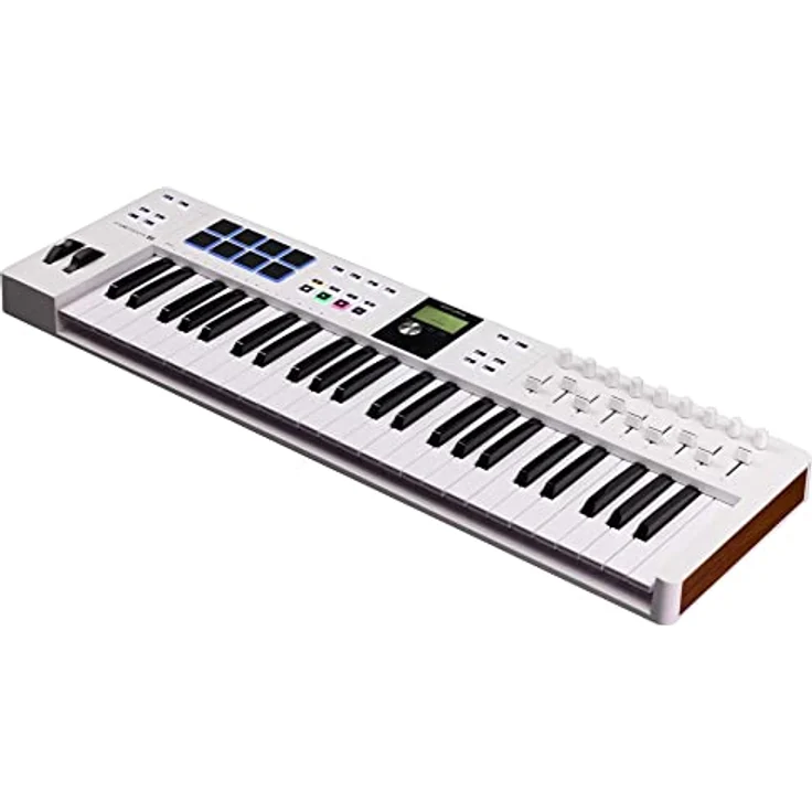 Arturia - KeyLab Essential 49 mk3 - MIDI Controller-Keyboard für die Musikproduktion - 49 Tasten, 9 Drehregler, 9 Fader, ein Modulationsrad, ein Pitch-Bend-Rad, 8 Pads - Weiß – Bild 1
