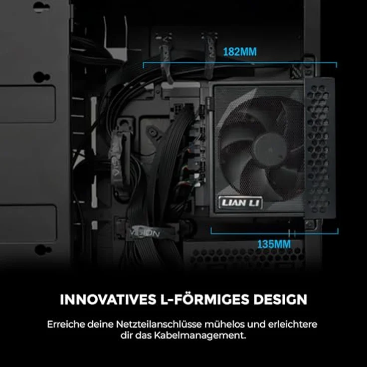 Lian Li Edge Gold 1000 PC Netzteil Schwarz, 1000 Watt ATX Netzteil, PCIe 5.1, modular, 80 Plus Gold, leiser Lüfter – Bild 2