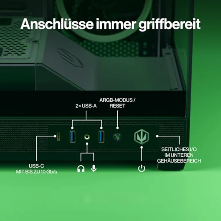 ENDORFY Fishtank 6000 Corona, PC-Gehäuse ATX E-ATX, Panorama-Design aus gehärtetem Glas, 4x120 mm ARGB PWM Lüfter, USB-C, 360 mm Kühlung, für GPUs bis 445 mm, modernes schwarzes Computergehäuse – Bild 3