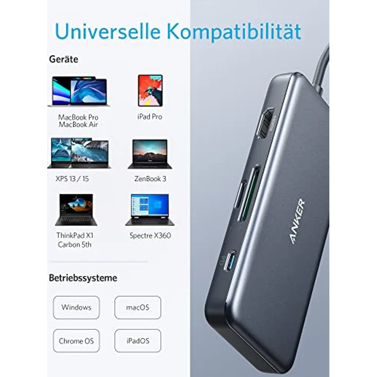 Anker 341 USB-C Hub (7-in-1), Grau (A83460A3) – Bild 6