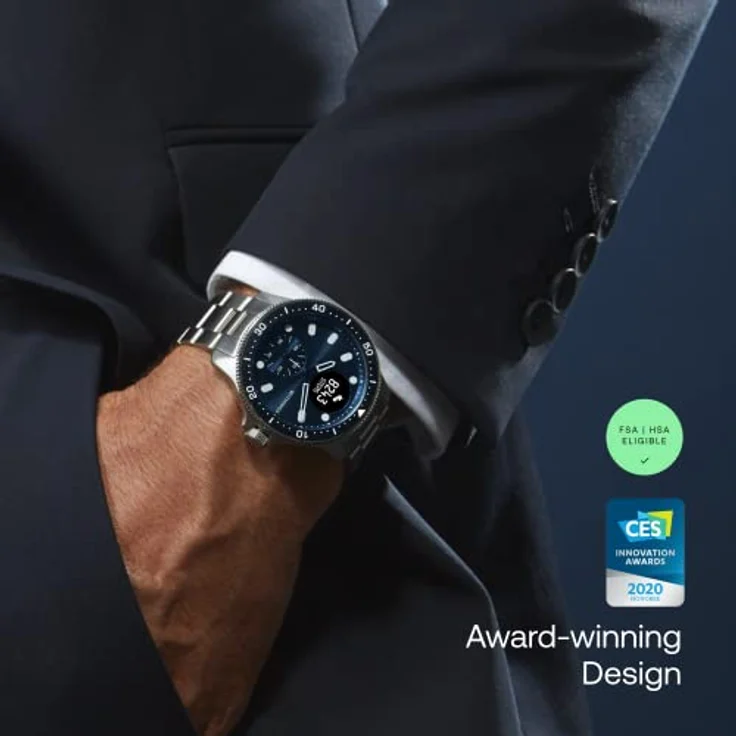 Withings ScanWatch Horizon Hybrid-Smartwatch Unisex, 43mm, Edelstahlgehäuse, Edelstahlarmband, Blau – Bild 5