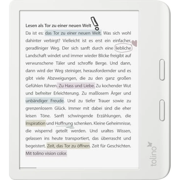 Tolino vision color, eReader mit 7-Zoll E Ink Kaleido 3 Display, 32 GB Speicher, ergonomische Form, wasserabweisend IPX8, weiß – Bild 4