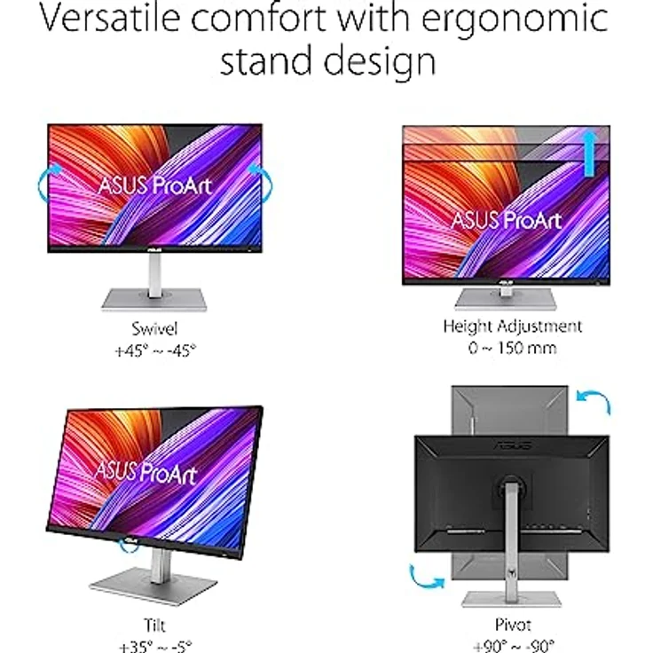 ASUS ProArt PA278CGV - 27 Zoll WQHD Professioneller Monitor - 16:9 IPS, 2560x1440, 144 Hz - ergonomisch, Pivot, Calman - DisplayHDR 400, 90W USB-C, USB-Hub, Speaker – Bild 5