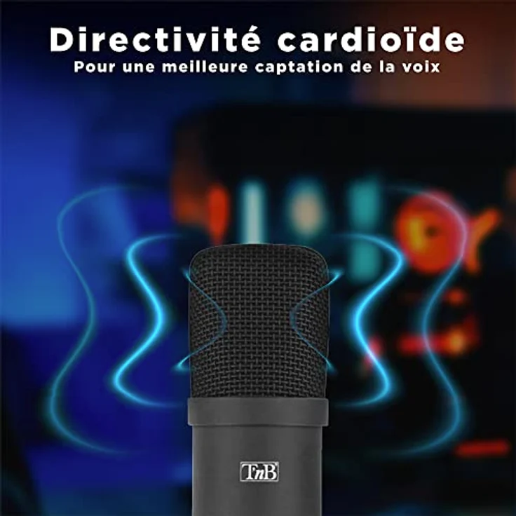 TnB Influence Mikrofon Nierencharakteristik Kondensatormikrofon Professionelle Qualität, Komplettpaket - Gelenkarm - Mütze - Popfilter - Vibrationsunterstützung, ideal für Streaming, Podcast - Schwarz – Bild 5