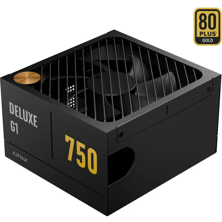 APNX APNX DELUXE G1 750, PC-Netzteil (80 PLUS Gold), nicht-modular, AC-zu-DC, flache Direktkabel