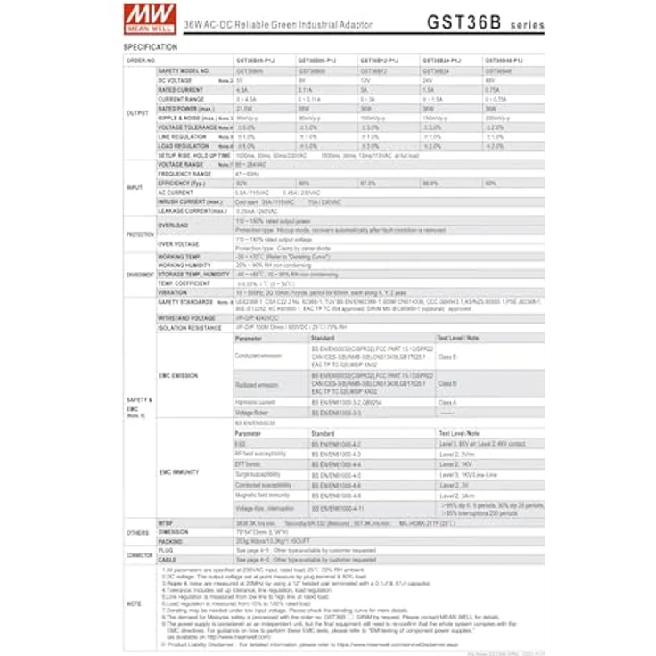 MEAN WELL GST36B12-P1J, AC/DC Tisch- und Steckernetzteil 12 V 36 W, 3 A – Bild 2