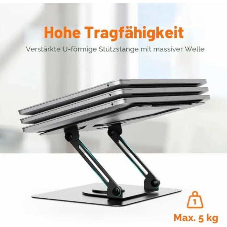 Grifema GB1050 Laptopständer, 360° drehbar, höhenverstellbar, faltbar, Metall, rutschfest, für 11–16 Zoll Laptops – Bild 7