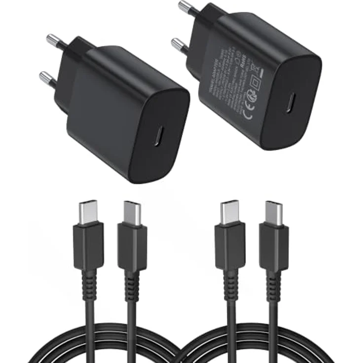ANYKON 2er-Pack 25W USB C Ladegerät mit 1.8m Schnellladekabel, PD 3.0 Ladestecker für Samsung Galaxy S26/S25/S24/S23/S22/S21 Ultra und iPhone 17/16/15 Pro Max – Bild 1