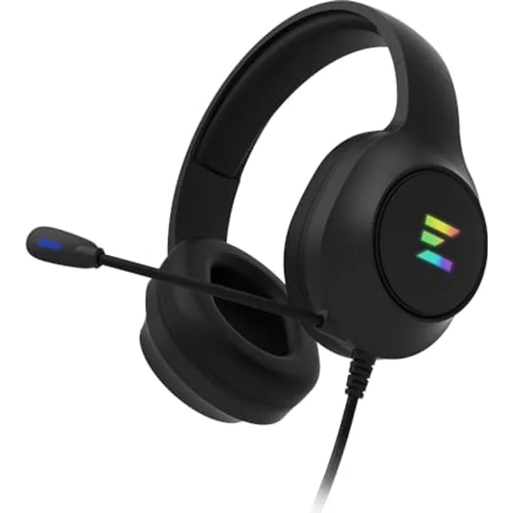Zalman ZM-HPS310 BK, Kabelgebundenes Gaming Headset mit 50 mm Neodym-Treibern, Virtual 7.1 Surround Sound und RGB-Beleuchtung, Schwarz