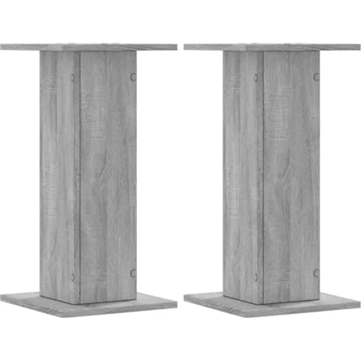 vidaXL Lautsprecherständer 2 STK., Hohe Boxenständer aus Grau Sonoma Holzwerkstoff, Stabile Oberfläche und hohles Design für verbessertes Audio-Hörerlebnis – Bild 1