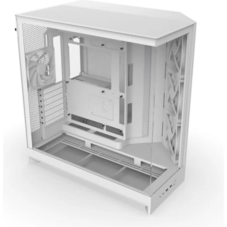 NZXT H9 Flow (2025), großes Dual-Kammer ATX Mid-Tower Airflow PC-Gehäuse mit 3 x 140mm und 1 x 120mm Lüfter, 420mm Radiatorunterstützung, gehärtetem Glas, Back-Connect bereit, weiß – Bild 1