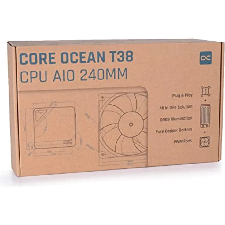 Alphacool 13051 Core Ocean T38 AIO 240mm Multi-kompatibler All-in-One CPU AIO Wasserkühler, kompatibel mit Intel & AMD PWM-gesteuerte Pumpe, 200-1700 RPM – Bild 5