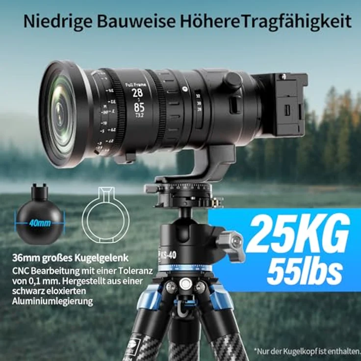 SIRUI KS-40 Low Profile Kugelkopf, Aluminium 360° Doppel-Panoramakugelkopf für Kamera, Camcorder, maximale Belastung 25kg – Bild 5