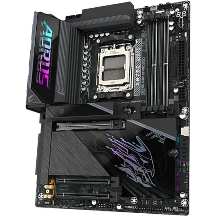 Gigabyte X870E AORUS PRO X3D Mainboard - Unterstützung für AMD Ryzen 9000 CPUs, 18+2+2 Phasen VRM, bis zu 9000MHz DDR5, 2xPCIe 5.0, Wi-Fi 7, 5GbE LAN, schwarz – Bild 4