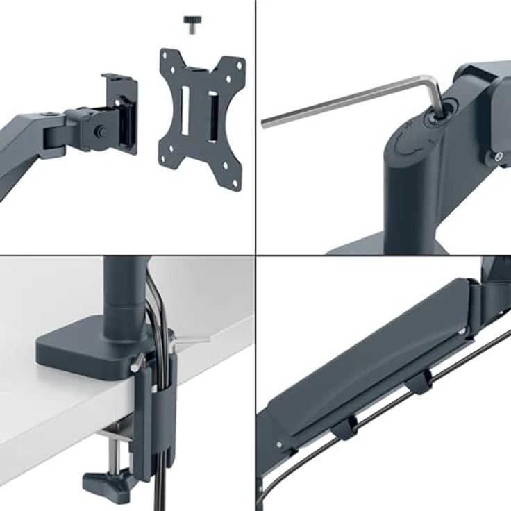 Leitz Ergo Dual Monitorarm (Tisch, 32"), platzsparend, grau, höhenverstellbar, mit Kabelmanagement und IGR-zertifiziert – Bild 6