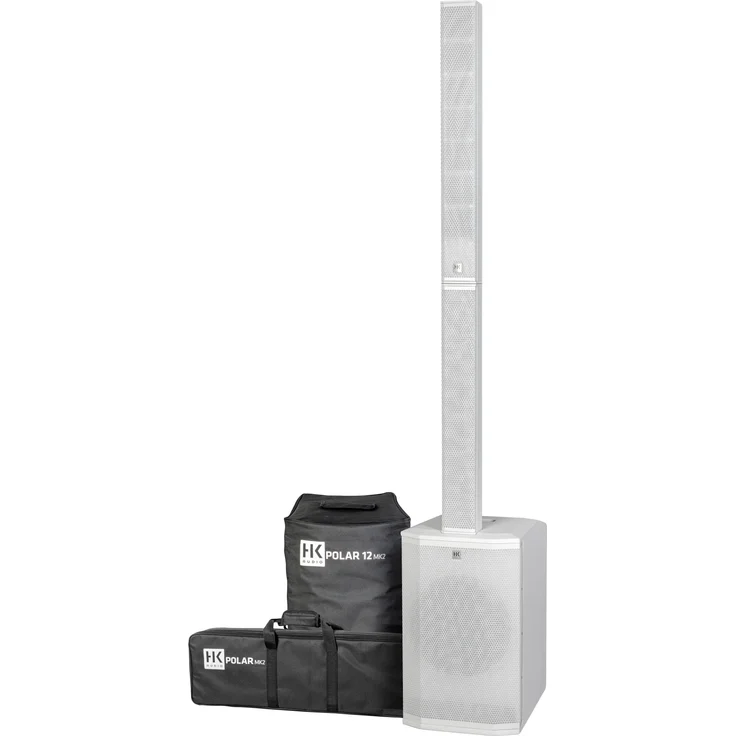 HK Audio Polar 12 MK2, Aktives Säulen-PA-System mit 2000 W Leistung, echtem Bass bis 35 Hz, Bluetooth 5.0, Signalweiß