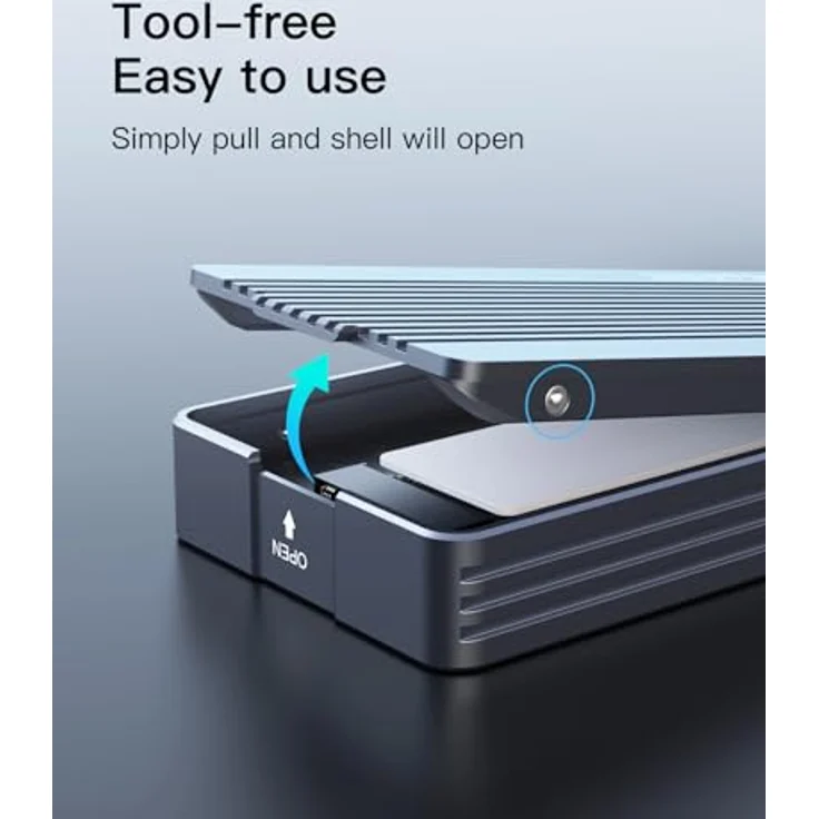 Inateck 40Gbps M.2 NVMe SSD-Gehäuse, Aluminium Festplattengehäuse, USB4.0/Thunderbolt 4, werkzeuglose Installation, unterstützt 2230/2242/2260/2280 SSDs, M-Key, FE2028 – Bild 4