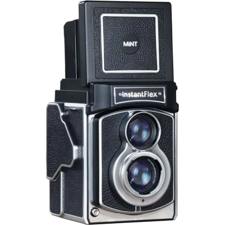 MINT InstantFlex TL70.Plus Sofortbildkamera für Fuji Instax Square Filme mit manueller Scharfeinstellung, Zweiäugiger Spiegereflex-Kamera, integriertem Blitz - Schwarz – Bild 4