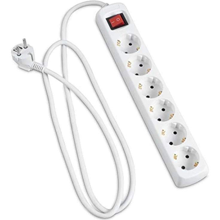 Hama Steckdosenleiste 6-fach (Mehrfachsteckdose mit Save Energy-Schalter zum Stromsparen, Steckplätze 45 Grad gedreht, inkl. Kindersicherung, Kabel 5m, GS geprüft) weiß – Bild 5