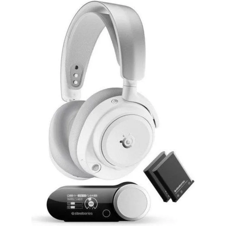 SteelSeries Arctis Nova Pro Omni, Streaming-Kopfhörer mit Hi-Res Wireless Audio, Hybrid Active Noise Cancellation, Weiß