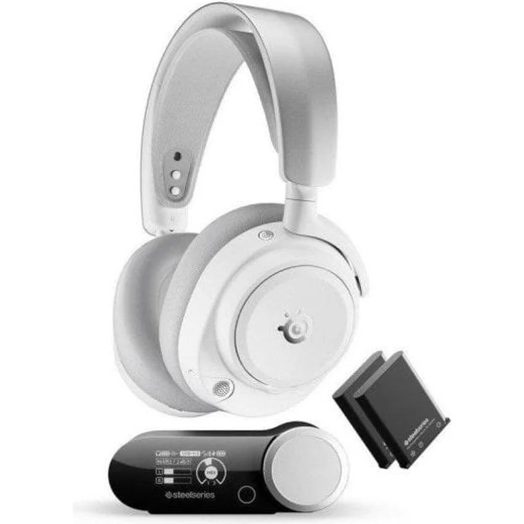 SteelSeries Arctis Nova Pro Omni, Streaming-Kopfhörer mit Hi-Res Wireless Audio, Hybrid Active Noise Cancellation, Weiß