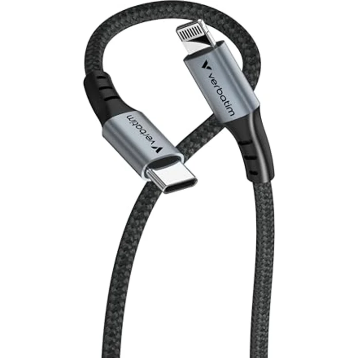 Verbatim 31844 Lightning-Kabel, 1,2 m, schwarz, USB C, verstärkt, 480 Mbit/s – Bild 2