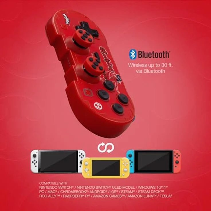 Hyperkin Miraculous Wireless Ladybug Controller, kabelloses Gamepad für iOS, Switch OLED, PC, Mac, Android, ergonomisch, Blau, Rot, Schwarz – Bild 5