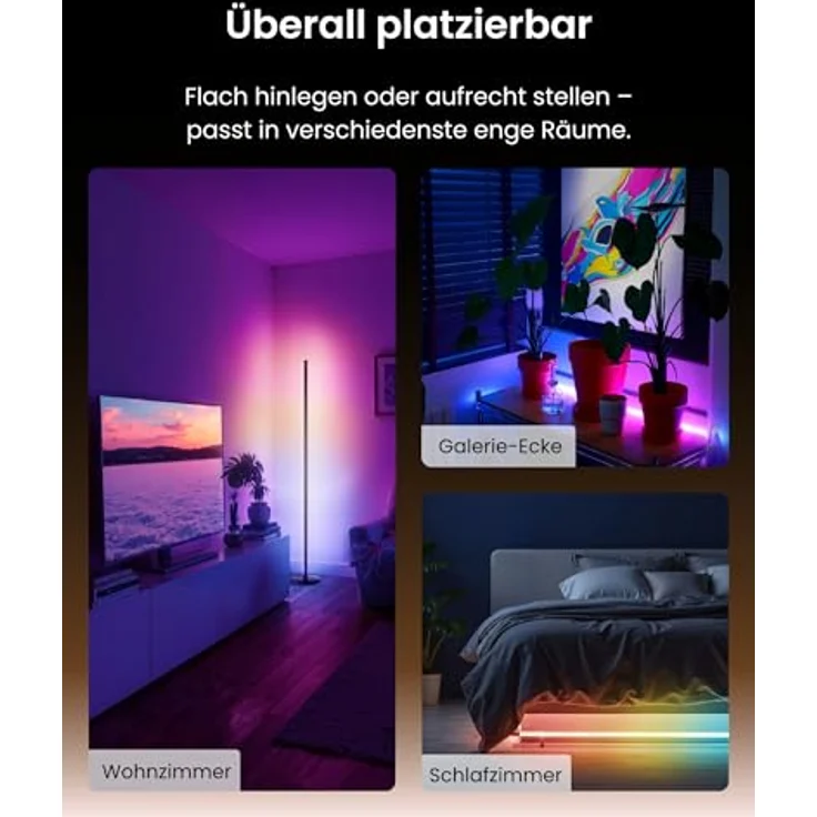 SwitchBot RGBICWW Stehlampe, smarte dimmbare LED-Floor Lamp in Schwarz mit Matter Unterstützung, Apple Home, Alexa, Google Home, Musik- und Szenenmodi – Bild 5