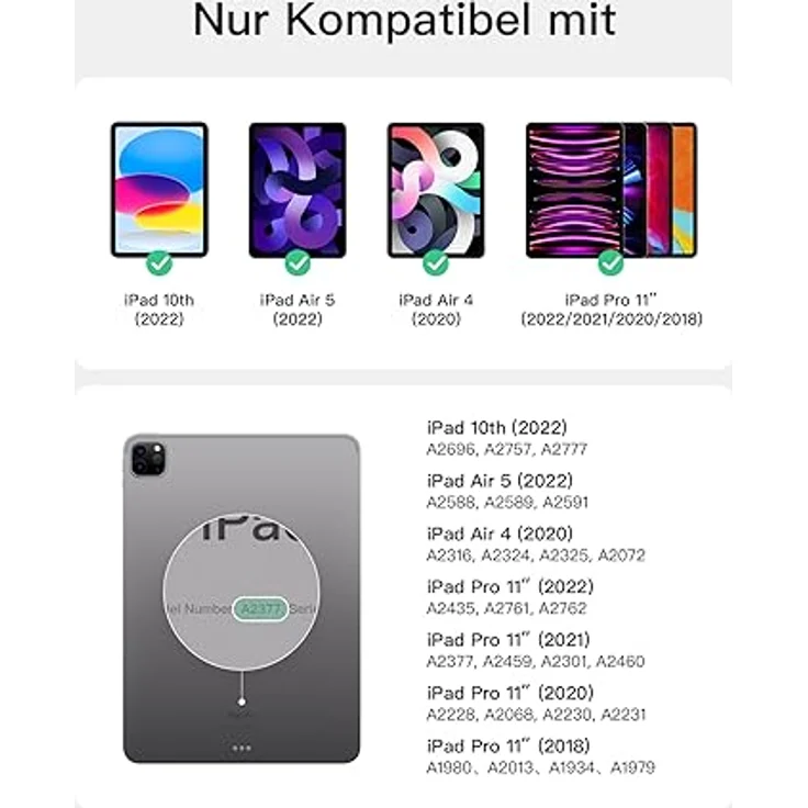 Inateck Ultraleichte Tastatur Hülle für iPad 10 Gen 2022,iPad Air 5/4 (2022/2020),iPad Pro 11 4/3/2/1,Hoch-/Querformat Verwenden, QWERTZ, mit Stifthalter, BK2007 – Bild 2