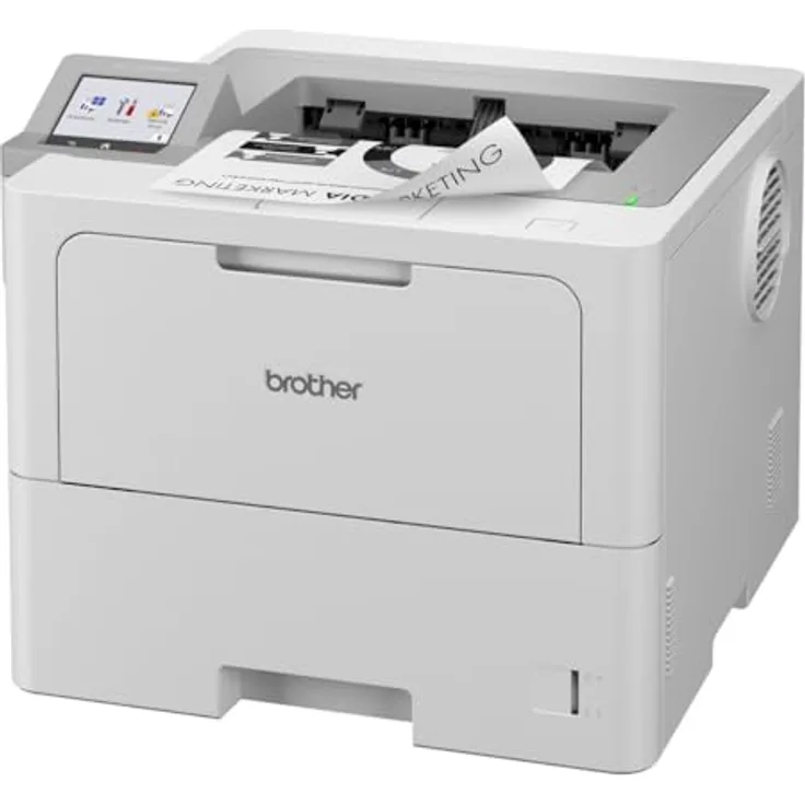 Brother HL-L6410DN Laserdrucker schwarz weiß (A4, 50 Seiten/Min., 1.200x1.200 DPI, LAN, NFC, Duplex, 520 Blatt Papierkassette) weiß/grau