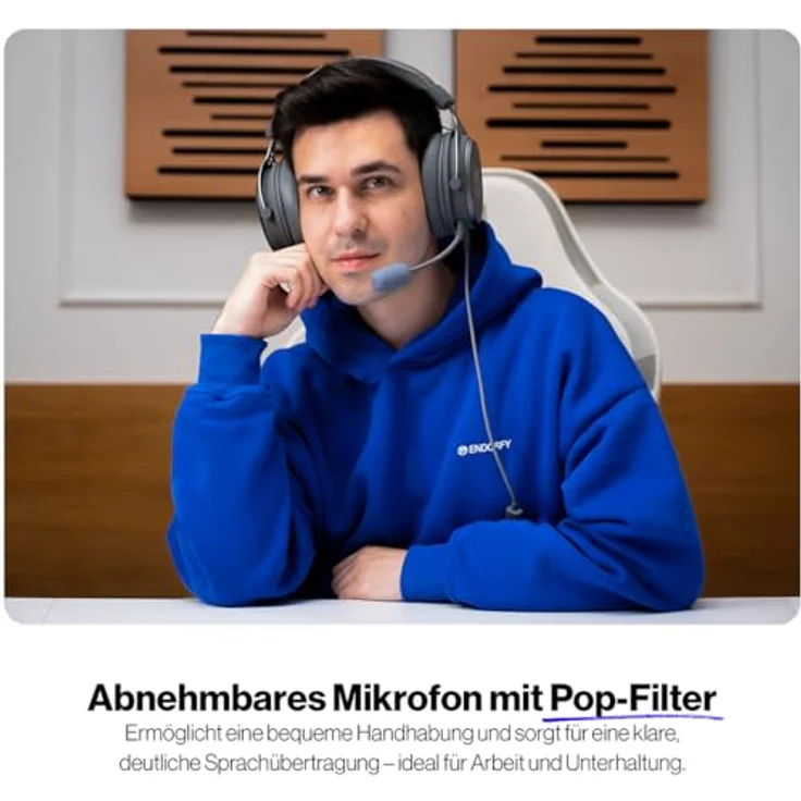ENDORFY VIRO Plus USB Alt Gray, Gaming Over-Ear-Kopfhörer mit 53 mm Treibern, abnehmbarem Mikrofon und USB 7.1-Soundkarte, austauschbaren Stoffohrpolstern, abnehmbarem Kabel – Bild 3