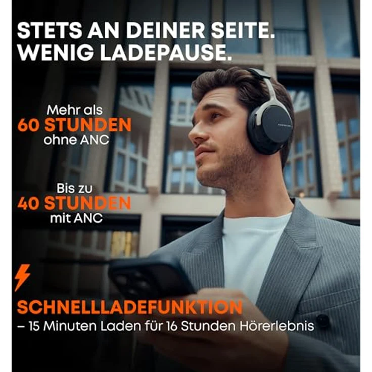beyerdynamic AVENTHO 200, Wireless Over-Ear Kopfhörer mit ANC, Transparenzmodus, über 60 Stunden Akkulaufzeit, schwarz – Bild 4
