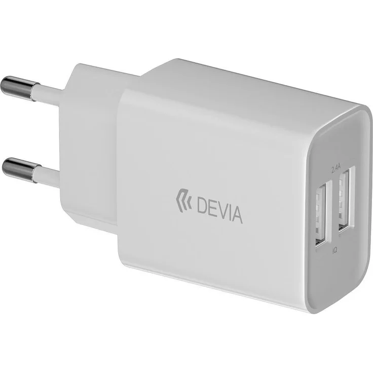 Devia Wandladegerät Smart, 2x USB 2,4A, inklusive microUSB-Kabel, weiss