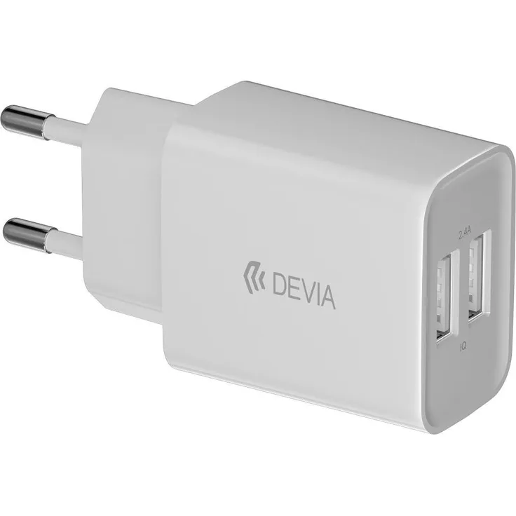 Devia Wandladegerät Smart, 2x USB 2,4A, inklusive microUSB-Kabel, weiss