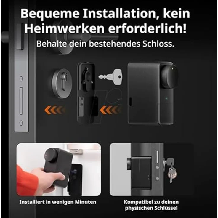 SWITCHBOT Smart Lock Pro, Elektronisches Türschloss mit 15 Entsperrungsmethoden, Sprachsteuerung und Auto-Lock, Schwarz – Bild 4