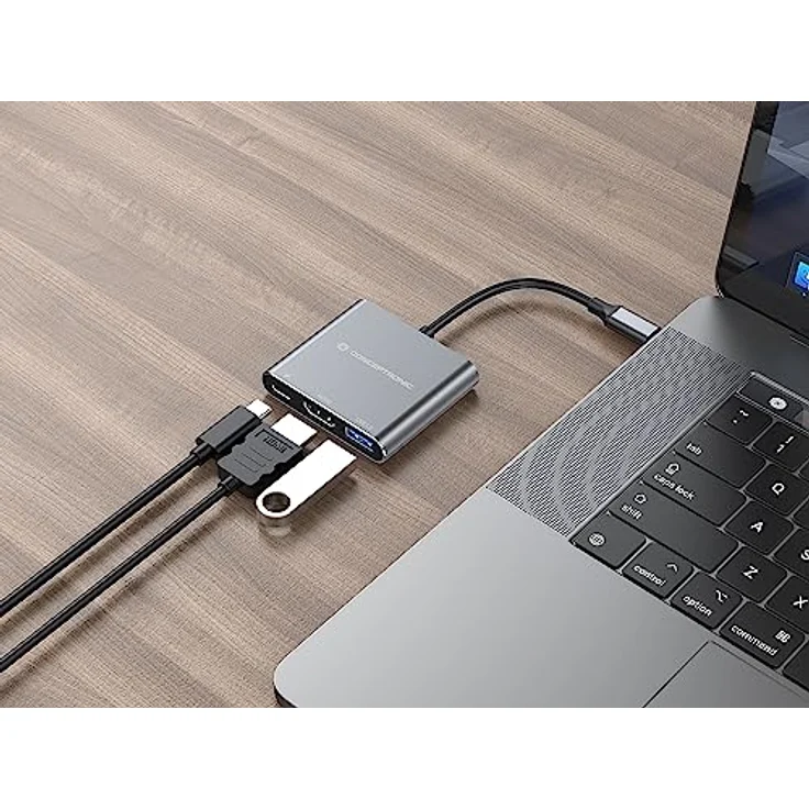 Conceptronic DONN18G 3-in-1 USB 3.2 Gen 1 Dockingstation, HDMI, USB 3.0, 100W USB PD, Grau, 4K Ultra HD – Bild 5