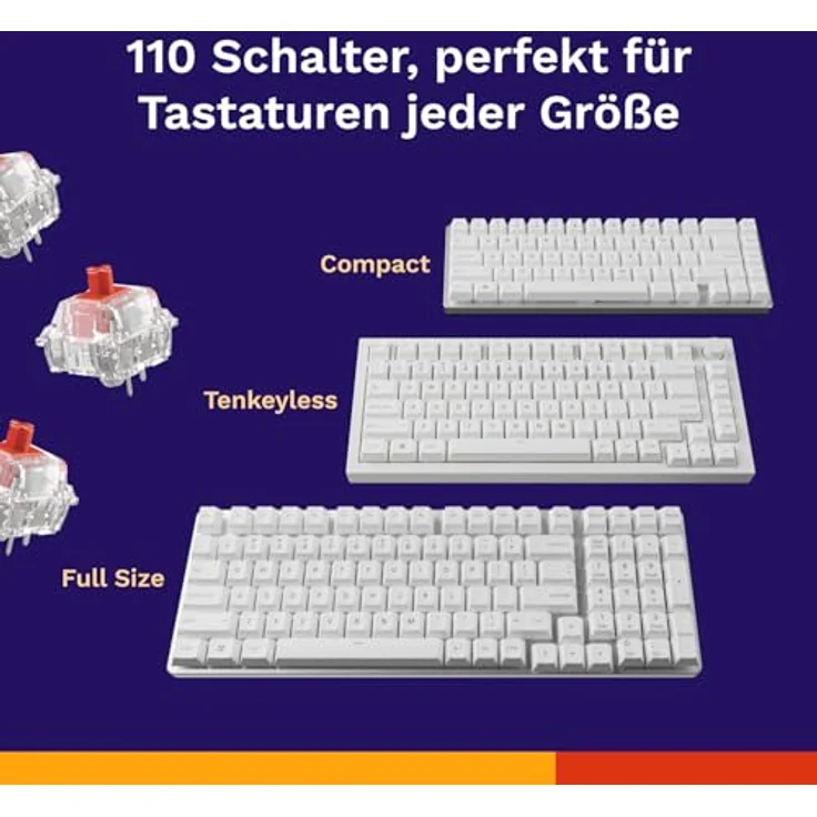 Glorious Fox Standard Switches, mechanisch, 3-Pin, linear, MX-Stem, 45g - lubed, 110 Stück – Bild 6