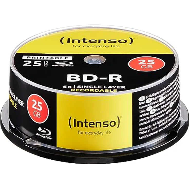 Intenso Blu-Ray 25GB, 6X Speed, Printable - 25pcs Cake Box