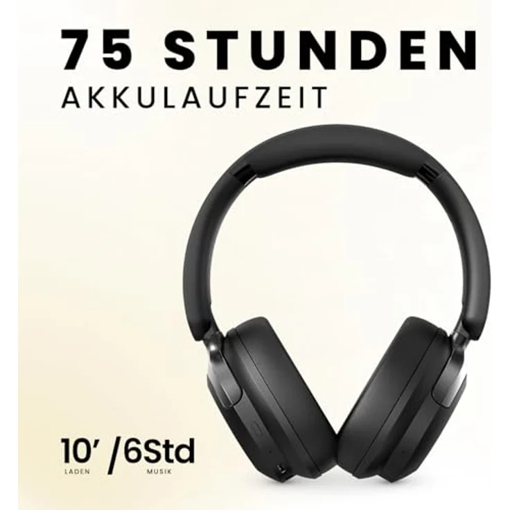 SPC Heron 2 Pro, Kabellose Bluetooth-Kopfhörer mit 75 Std. Akkulaufzeit, Geräuschunterdrückung, Duale Bluetooth-Verbindung, Gaming-Modus, verstellbar und klappbar, Schwarz, aus recyceltem Kunststoff – Bild 3