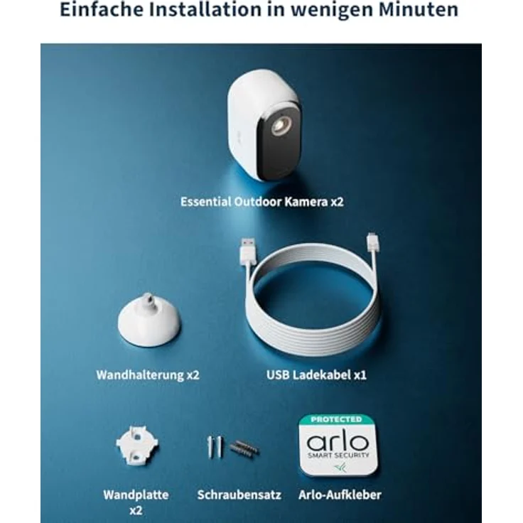 Arlo Essential 3, Netzwerkkamera 2er Set mit 1920 x 1080 Pixels, Farb-Nachtsicht und Zwei-Wege-Audio, Weiss – Bild 9