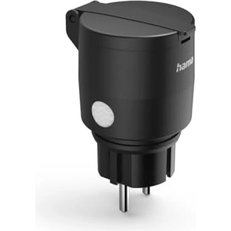 Hama WLAN Steckdose (Smart Home, WLAN gesteuerte Steckdose, universal, smarte Steckdose mit App und Sprachsteuerung, Smart Home Steckdose als Zeitschaltuhr, Funksteckdose, 3680 W), Klein, Schwarz – Bild 1