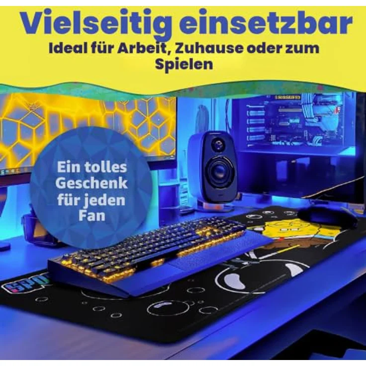 Blue Sky Studios SpongeBob Schreibtischunterlage 70x30 cm – Jumbo Gaming- & Büro-Mauspad, robustes Neopren, rutschfeste Unterseite, schönes SpongeBob & Patrick-Motiv für Fans – Bild 5