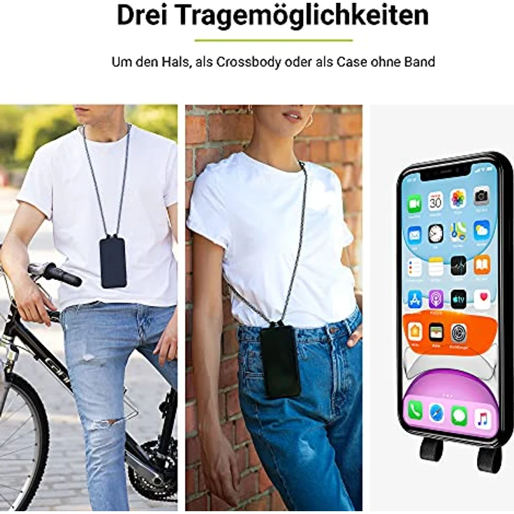 Artwizz Hangon Case für [iPhone 11 Pro] Schutzhülle für Halskette mit Riemen, Schlitz für Karten – Schutzhülle für das Tragen mit Gurt – Schwarz – Bild 4