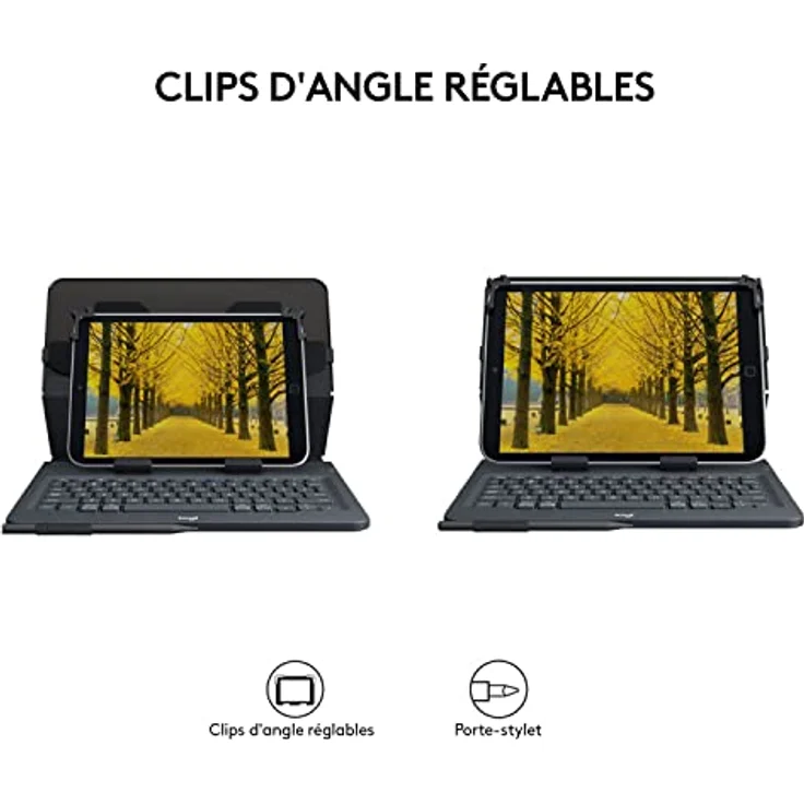 Logitech Universal Folio Tablet-Hülle mit Kabelloser Tastatur, Bluetooth, 2-Jahre Batterielaufzeit, Für 9 Zoll- 10 Zoll Tablets, Apple, Android & Windows-OS, Französisches AZERTY-Layout - schwarz – Bild 3