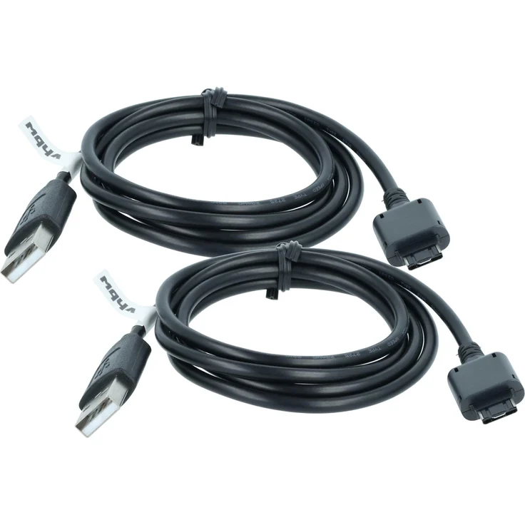 vhbw 2x USB Datenkabel für LG KS10, KP502, KT610, KP235, KS20, KU800, KU580, KU950, KU311, KU990, KS360, KU310 - schwarz, 100cm Länge zur Datenübertragung