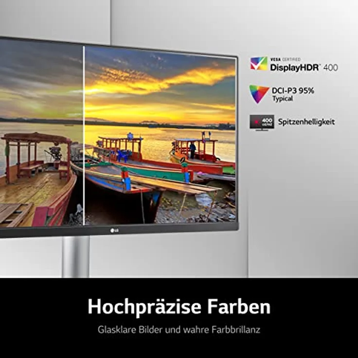 LG Electronics 27UP85NP-W 4K UHD 27'' (68cm), 3840 x 2160, 16:9, VESA DisplayHDR™ 400, AMD FreeSync™, IPS with DCI-P3 95%, 5ms GtG - Weiß & Schwarz - 27 Zoll Office-Monitor mit nahezu rahmenlosem Design, 4K-Auflösung, DisplayHDR 400, AMD FreeSync, und 95% DCI-P3 - Weiß & Schwarz – Bild 3